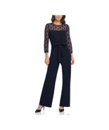 DKNY Womens 14 Navy Blue Lace Detailing Wide Leg Jumpsuit NWT CD77 - $68.59