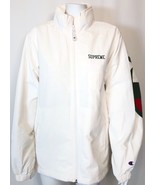 Champion Supreme Jacket Track Jacket White Green Logo sz L NEW Authentic - $129.00