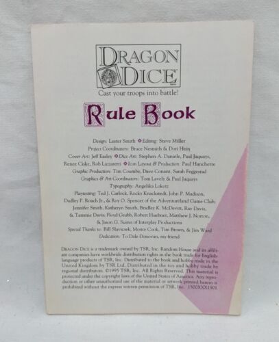 TSR 1995 Dragon Dice Small Rulebook - $17.81