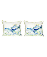 Pair of Betsy Drake Betsy’s Dolphins Large Indoor Outdoor Pillows 16 In.... - £71.20 GBP