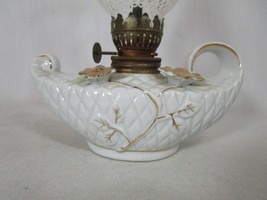 Small Oil Lamp Aladdin Style Gold Trim 7.5&quot; tall 5.5&quot; Long - $19.79