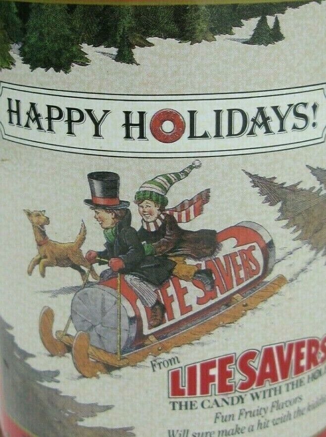 Vintage 1988 Lifesavers Happy Holidays Tin Young Kids Sledding Small - $3.95