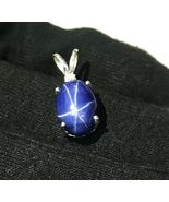Blue Star Sapphire Gemstone Pendant Handmade 925 Sterling Silver Pendant - £43.85 GBP