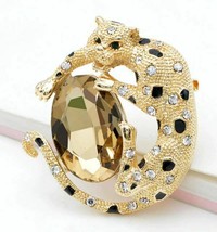 Stunning Vintage Look Gold Plated Leopard KING Celebrity Brooch Broach Pin Z3 - £15.97 GBP