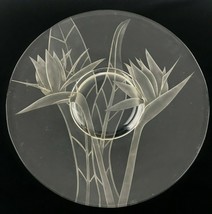 Vintage Dorothy C Thorpe Glass Charger Mid Century Modern Bird Of Paradise 14&quot; - £56.05 GBP