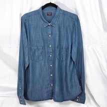 UNTUCKit Lionesse Button Front Shirt Woman Size 16 Blue Chambray 100% Tencel - £26.42 GBP