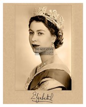 Young Queen Elizabeth Fancy Dress &amp; Crown Facsimile Autograph 8X10 Photo - £6.67 GBP