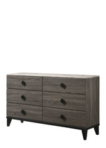61 Inch Gray Solid and Manufactured Wood Six Drawer Double Dresser - €636,06 EUR