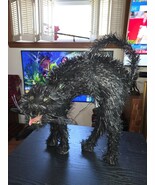 Vintage 19” FIBER OPTIC BLACK CAT Color Changing Halloween Decor Spooky ... - $30.95