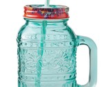 Pioneer Woman ~ Cassie ~ 32 oz Teal Glass Mason Jar ~ Drinking Glass ~ L... - $29.92