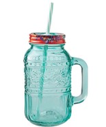 Pioneer Woman ~ Cassie ~ 32 oz Teal Glass Mason Jar ~ Drinking Glass ~ L... - $41.00 CAD