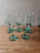 Vintage Large Wine Drinking Glasses, Hint Of Green, Set Of 5 - $27.99