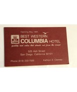 Columbia Hotel Vintage Business Card San Diego California Best Western bc3 - $4.94