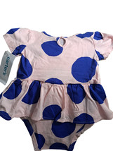 Carters-Girls pink with blue polka dot romper dress (cotton 100%) - £9.53 GBP