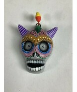 Day Of The Dead Sugar Skull With Horns Figurine - Montesinos Mexico - $282.06 MXN