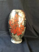 WMF IKORA Haustein School Brass Dinanderie Vase Silver Leaf Design ART D... - £216.24 GBP