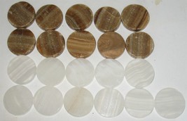 21 Pieces Vintage Brown &amp; White Stone Checkers Replacement Parts - £22.92 GBP