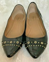 G.H. Bass Women&#39;s Shoes Size 7M Shiny Black Studded Flats - $23.47