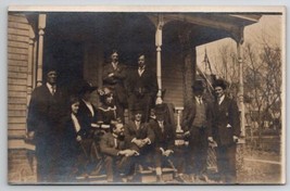 RPPC Handsome Men Lovely Ladies Gather On Porch Real Photo Postcard R27 - $8.95