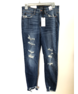 NWT 7/28 Judy Blue Jeans Ripped Denim Skinny High Waisted Medium Blue JB... - £31.85 GBP