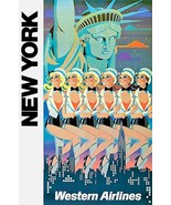 Western Airlines - New York - 1970&#39;s - Travel Poster - £26.37 GBP