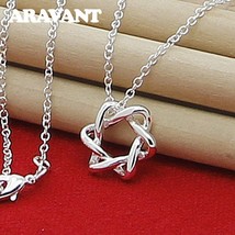 925 Silver Twisted Geometric Pendant Necklace Fashion Jewelry For Women - £11.22 GBP