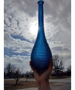 Empoli Genie Bottle Decanter Peacock Blue Diamond Pattern Italy Vintage ... - $45.53