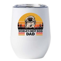 World&#39;s Best Pekingese Dog Dad Wine Tumbler 12oz Cup Gift For Dog Pet Lover - £18.11 GBP