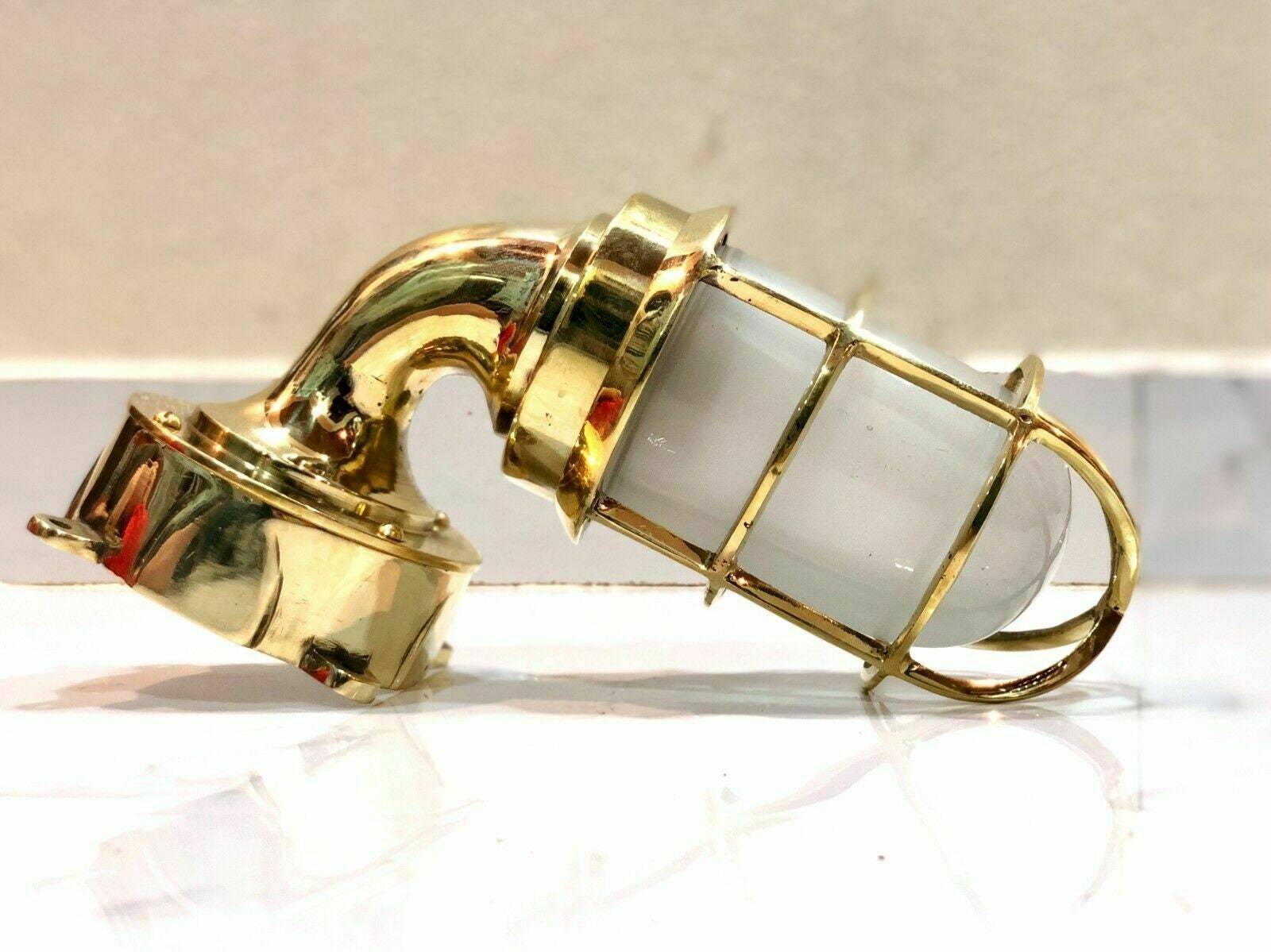 Nautical Vintage Ship Marine Solid Brass Swan Passageway Bulkhead Light ... - $80.37