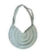 Hand-Knitted Light Gray Crochet Bag | Macrame Cotton Yarn | Stylish Cros... - $47.82