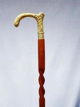 Designer Collectible  Brass Handle Antique Victorian Cane Wooden Walking Stick - £30.88 GBP