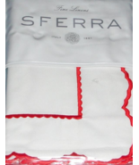 Sferra Pettine Boudoir Sham Crimson Red Scalloped Embroidery Percale Cot... - $44.90