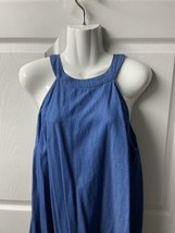 Red Camel Blue Sleeveless Chambray Pullover Top WomensXL W Tie Scallop Hem - £11.67 GBP