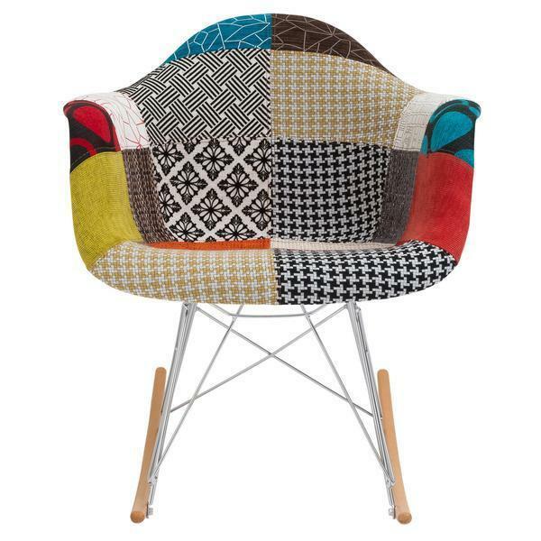 Quilt Pattern Eiffel Style Rocking Rocker Shell Chair Mid Century Modern Item image 2