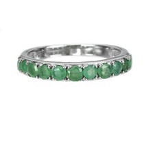 Natural Unheated Round Emerald 2.5mm 14K White Gold Plate 925 Silver Ring Sz 7 - £83.07 GBP