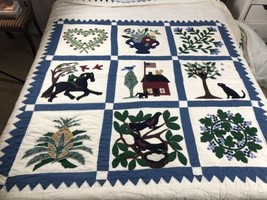 Vintage Baltimore Quilt Bedspread Primitive Colonial Amish Style Double ... - $373.64