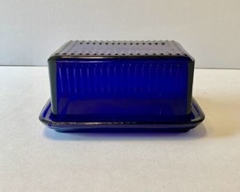 Cobalt Blue Glass Butter Dish 1 Lb - £15.43 GBP