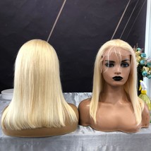 14 inch blonde human hair straight bob lace front wig - $309.00+