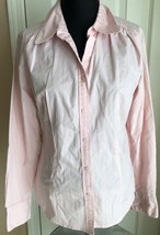 St. John’s Bay Stretch Pink Long Sleeve Button Up Shirt Women’s Small - £10.25 GBP