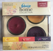 Febreze Home Collection Set Of 3 Soy Candles New Premium Orchard Collection - $51.99