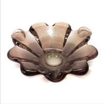 Vintage Brown Art Glass Floral Daisy Candy Dish Bowl Ashtray Thick Glass... - £19.44 GBP