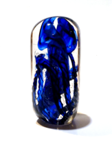 Murano Art Glass Paperweight Italy MCM Art Glass Cobalt Blue Sculpture 5&quot; Tall - £50.33 GBP