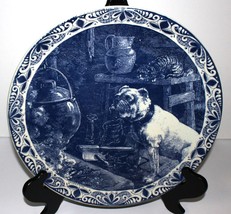 Delfts Blauw Chemkefa Bulldog &amp; Tabby Cat Holland 13” Signed Wall Plate, RARE - £74.44 GBP