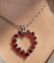 1.50 Ct Heart Cut Simulated Garnet Pendant Without Chain Gold Plated 925 Silver  - £87.04 GBP