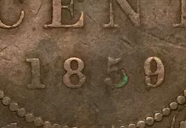 1859 Canada Large Cent Penny Coin - Dp 9 #1 (Corroded) - £110.47 GBP