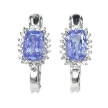 Unheated Antique Natural Tanzanite 6x4mm White Topaz 925 Silver Earrings - £114.33 GBP
