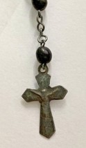 Old Vintage Black Beaded Rosary SKU PB175 - £23.17 GBP