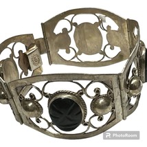 Sterling Silver Carved Golden Obsidian Stone Bangle Bracelet - $1,587.99 MXN