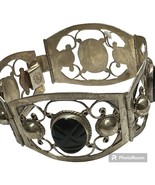 Sterling Silver Carved Golden Obsidian Stone Bangle Bracelet - $115.45 CAD
