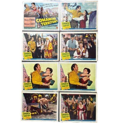 Vintage 1950 Comanche Territory Maureen O&#39;Hara Carey Movie Lobby Card Lot 8 - $93.29